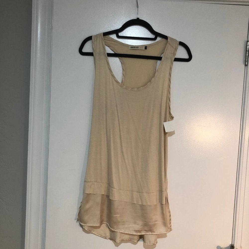 Origami by Vivien Beige Racerback Tank Top - NWT